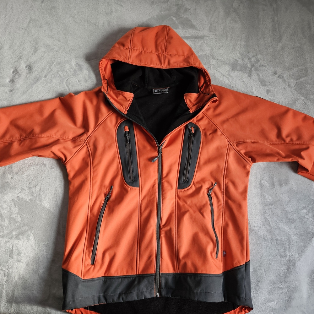 Orange Hooded Jacket with Black Accents